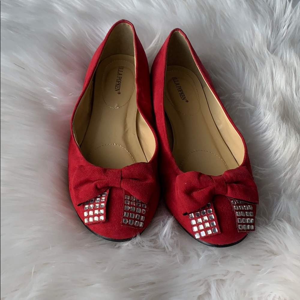 Ulla Popken red jeweled ballet flats